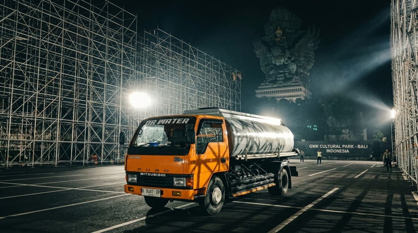 Truk pengiriman air bersih DR Water Supply di Bali
